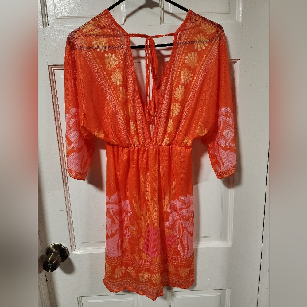 Floral Orange Swim Coverup - Picture 2 of 4